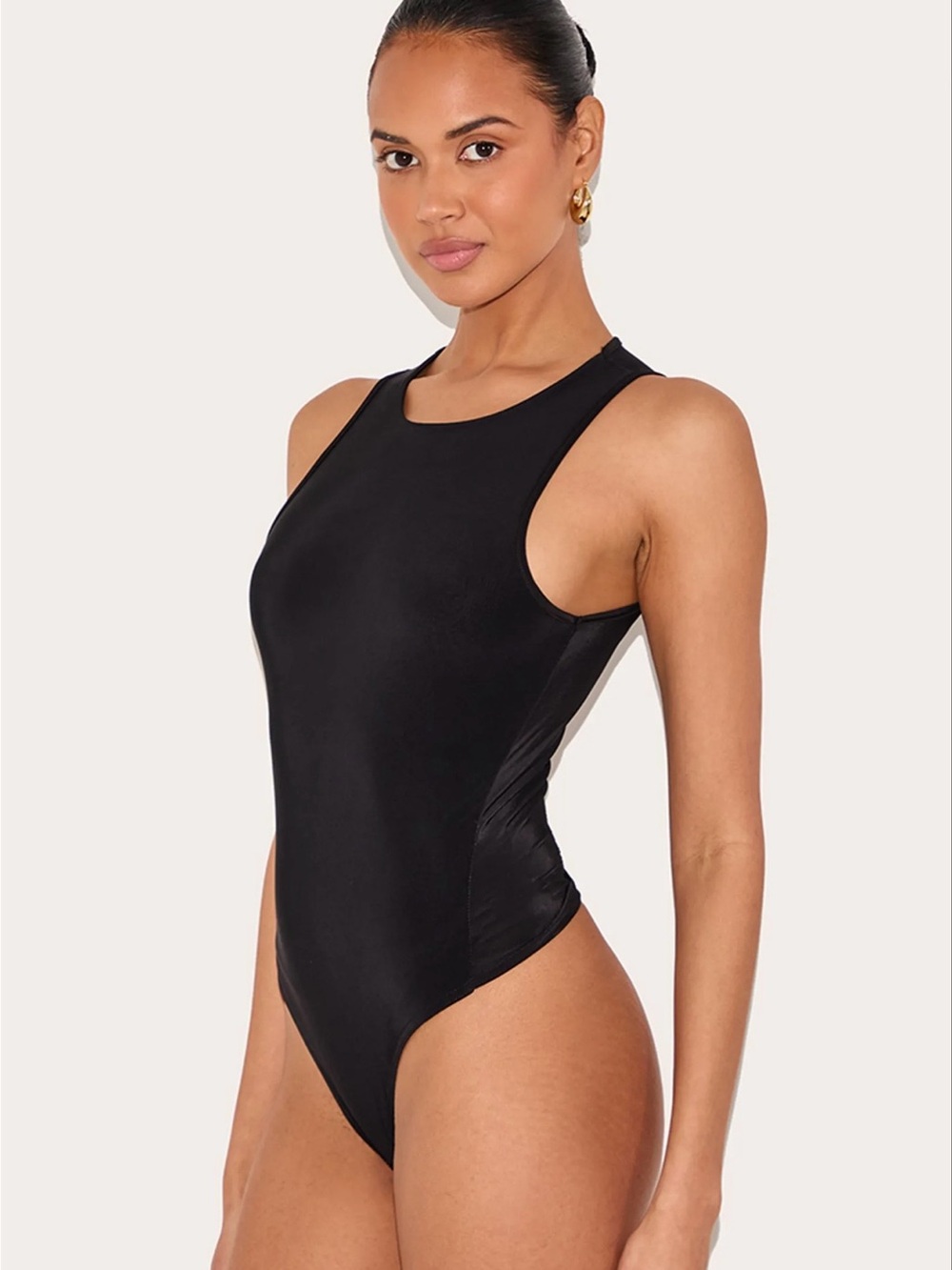 PrettyLittleThing Black High-Neck One-Piece Swimsuit